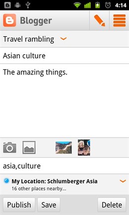 aplicación blogger para Android