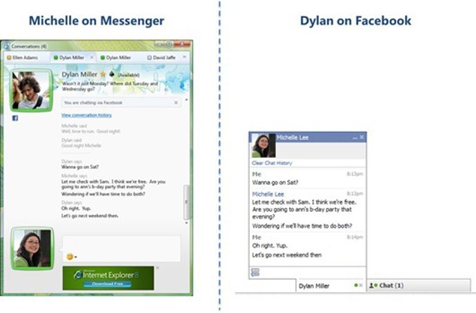 Chat de Facebook integrado con Windows Live Messenger.