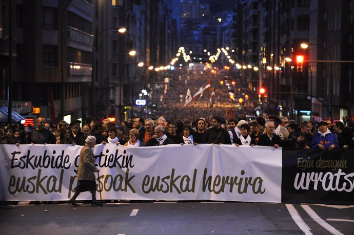 Manifestación a favor de los presos de ETA en Bilbao