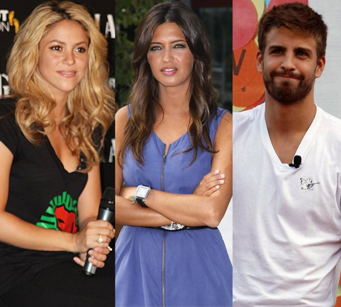 Montaje de Shakira, Sara Carbonero y Gerard Piqué 