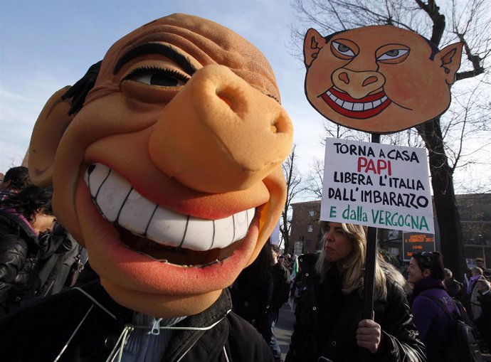 Manifestación en Italia contra Berlusconi