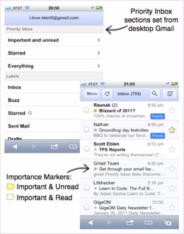 Priority Inbox de Gmail llega a los terminales móviles