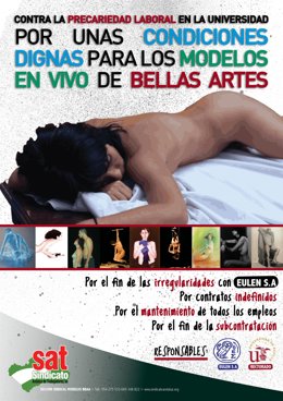 Cartel-protesta de los modelos de la Facultad de Bellas Artes de la US