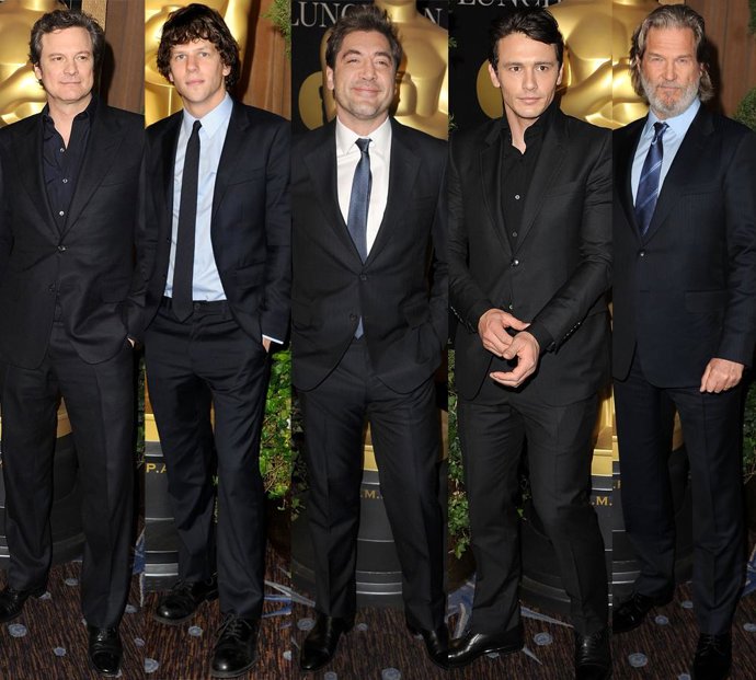 Montaje de los actores Colin Firth, Jesse Eisenberg, Javier Bardem, James Franco