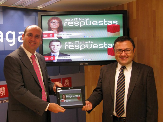 Los socialistas Conejo y Heredia, en la presentación de la precampaña
