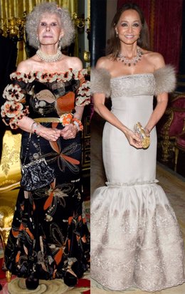 Montaje de la Duquesa de Alba e Isabel Preysler en la cena de Buckingham Palace 