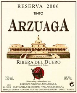 Etiqueta del Arzuaga Reserva 2006
