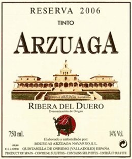Etiqueta del Arzuaga Reserva 2006