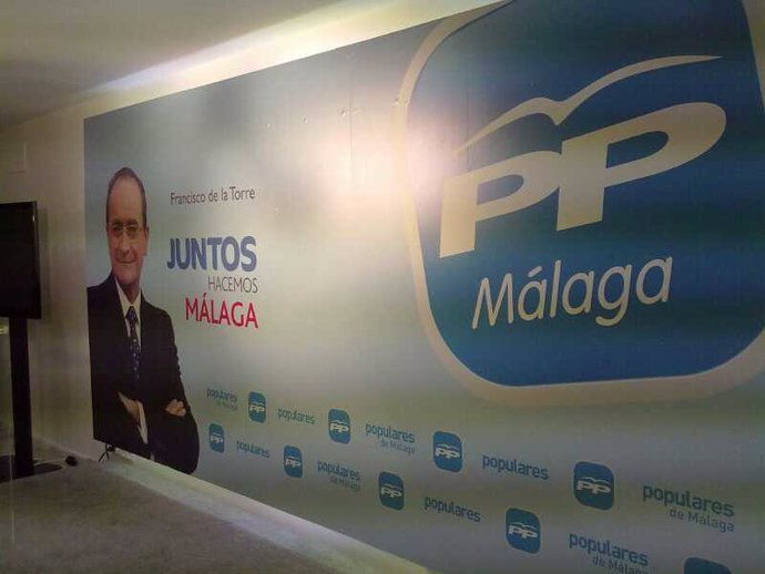 Imagen de la sede de campaña del PP de Málaga
