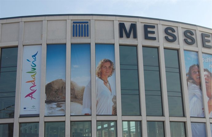 Publicidad de Andalucía en el recinto Messe donde se celebra la ITB de Berlín