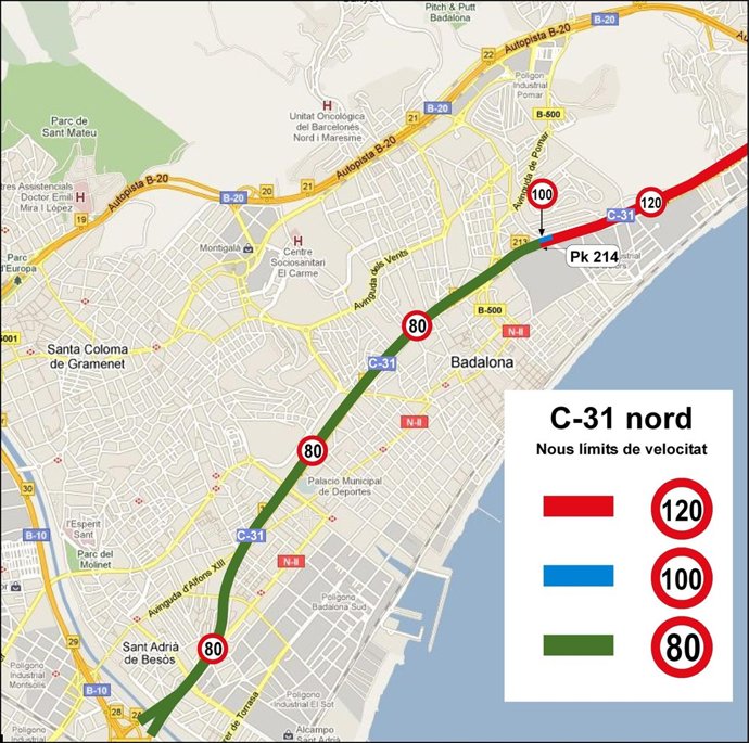 Nuevas velocidades de la C-31 norte