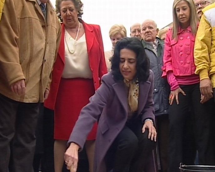 Barberá y Such en el acto de colocación de la primera piedra