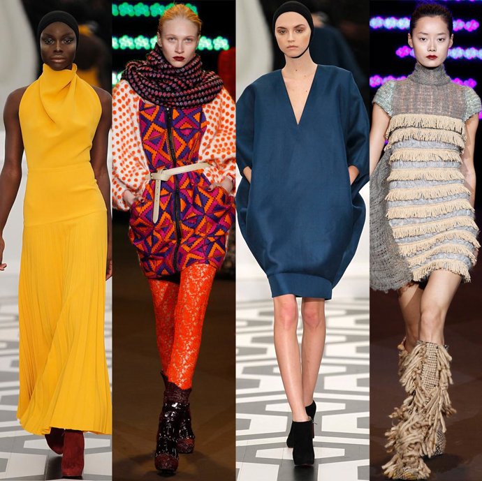 Montaje con los desfiles de Victoria Beckham y Custo Barcelona en la Mercedes-Be