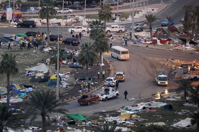 plaza de La Perla de Manama en Bahreim tras enfrentamientos