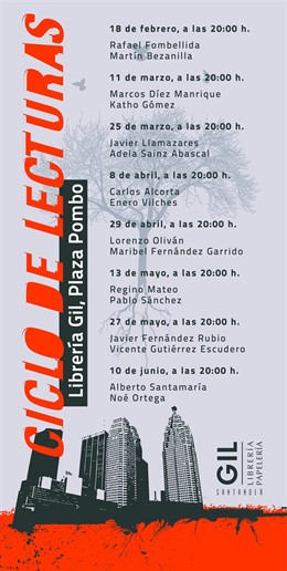 Cartel del ciclo de lecturas organizadas por la librería Gil de Santander