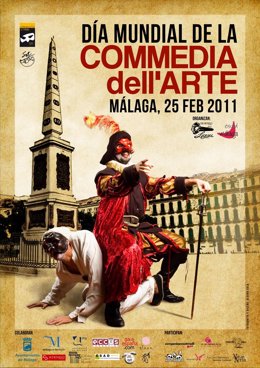 Cartel del Día Mundial de la Comedia dell'Arte en Málaga