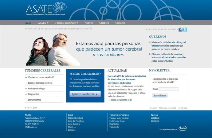 Asate, pagina web, afectados por tumores cerebrales 