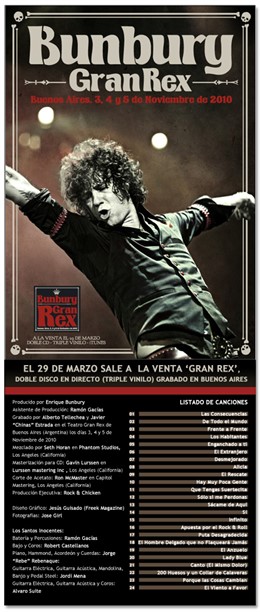 Imagen promocional de Gran Rex, el próximo disco recopilatorio de Enrique Bunbur