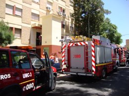 Camiones de bombero en Sevilla.
