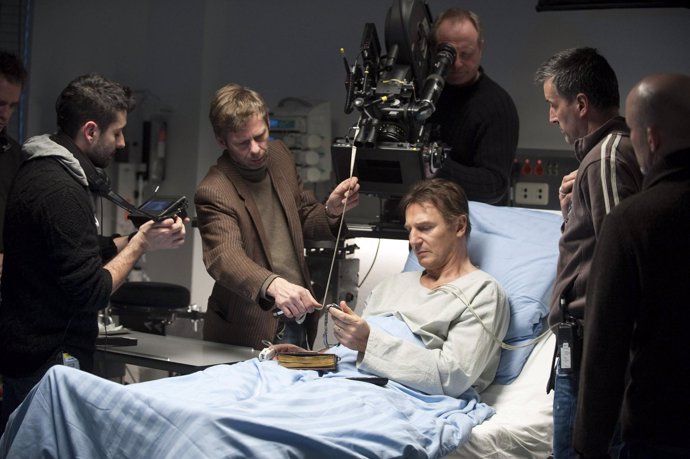 Jaume Collet-Serra y Liam Neeson en el rodaje de 'Unknown'