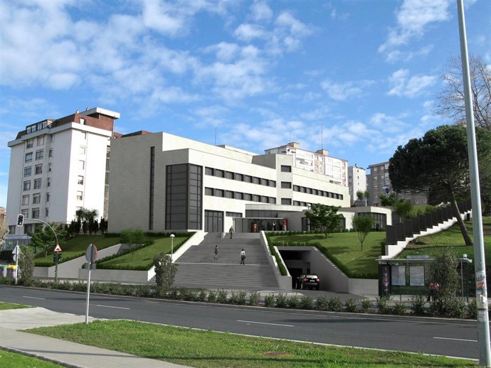 Montaje fotográfico con la residencia Juan de la Cosa concluida