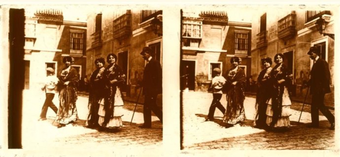 Imagen de una de las fotografías estereoscópicas cedidas al Archivo