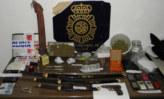 Material intervenido en la operación Romulo llevada a cabo en Málaga