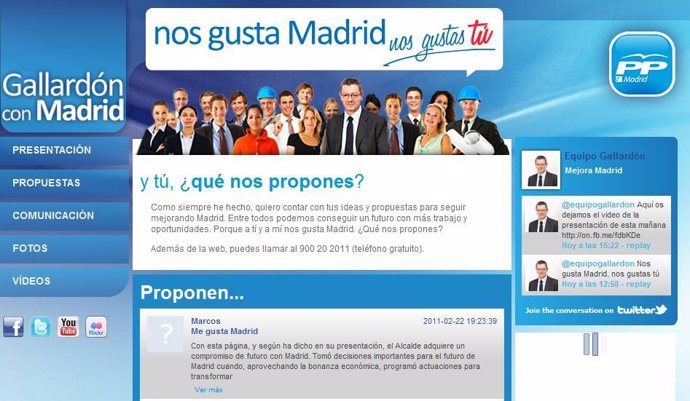 Página web de Gallardón con Madrid
