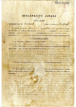 Declaración jurada del teniente Sevilla