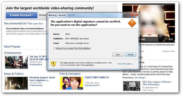 Nota De Prensa: Una Falsa Página De Youtube Llena De Malware El Ordenador De Los