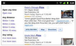 resultado de búsqueda en Google Place desde Google Mobile Blog