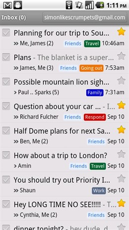 aplicación de Gmail versión 2.3.4.1 desde Android Market