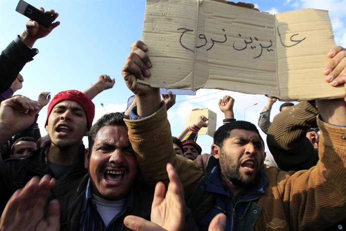 Manifestantes en Libia