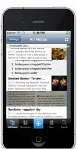 Evernote 4, aplicación móvil para iPhone y iPod Touch.