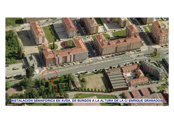 Recreación del lugar donde se va a instalar el semáforo