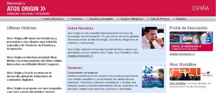 Web de la empresa Atos Origin.