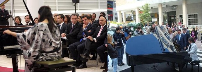 Acto en la Cidade da Cultura con el presidente de la Xunta (izqda) y otro en Vig