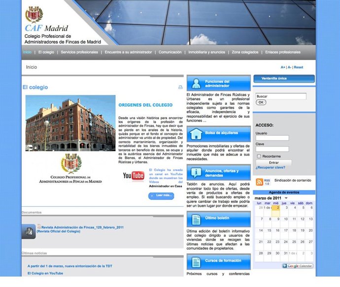 El Colegio de Administradoresd e Fincas de Madrid estrena nueva web