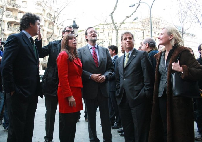 Rajoy, Sánchez-Camacho y Fernández durante su visita a Barcelona