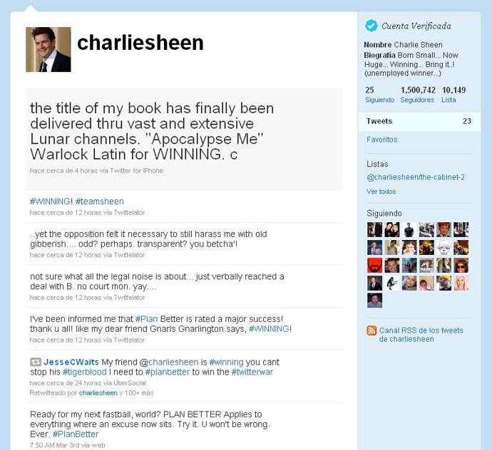 Cuenta de Twitter de Charlie Sheen