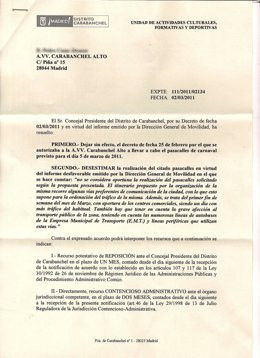 Escrito del Ayuntamiento