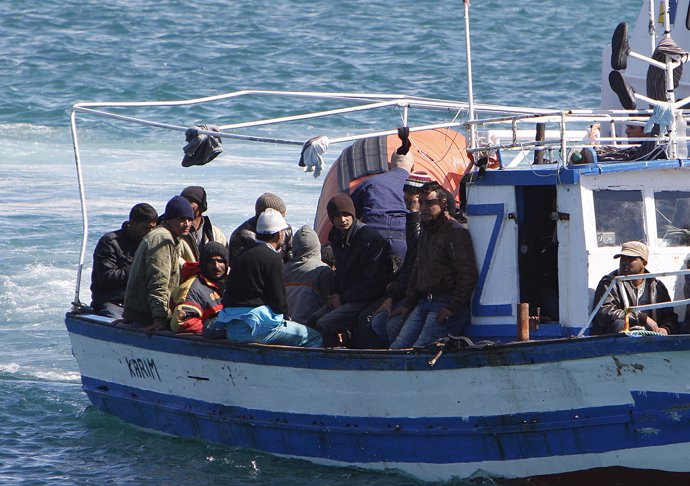 Inmigrantes rescatados cerca de Lampedusa (5 de Marzo)