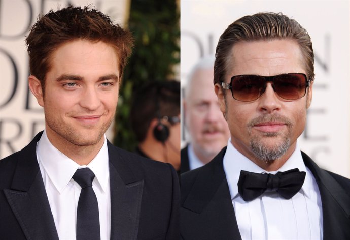 Montaje de los actores Robert Pattinson y Brad Pitt en los Globos de Oro