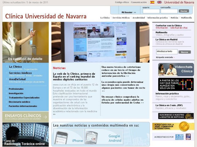 Página web de la Clínica Universidad de Navarra