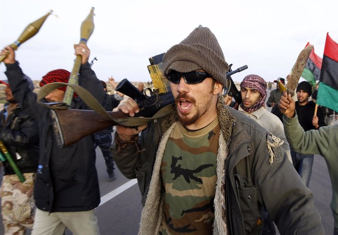 Opositores a Gadafi en Libia