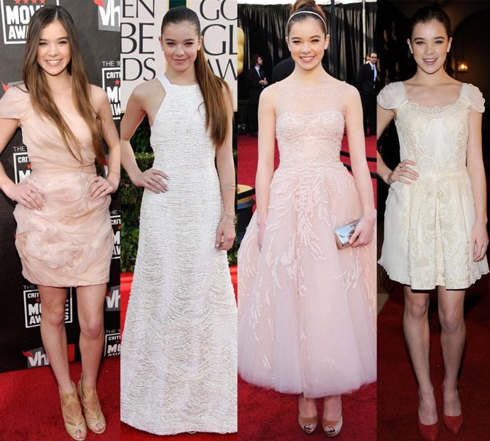 Montaje de la joven actriz Hailee Steinfeld en varias alfombras rojas 