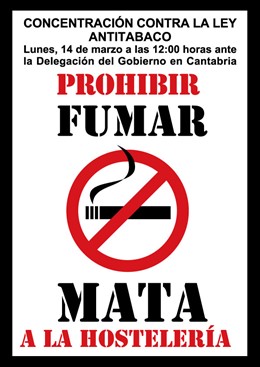 Cartel Prohibir Fumar Mata a la Hostelería 