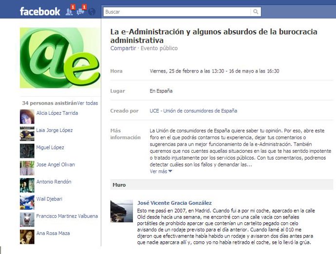 Perfil de UCE en Facebook