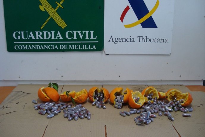 Droga hallada en naranjas