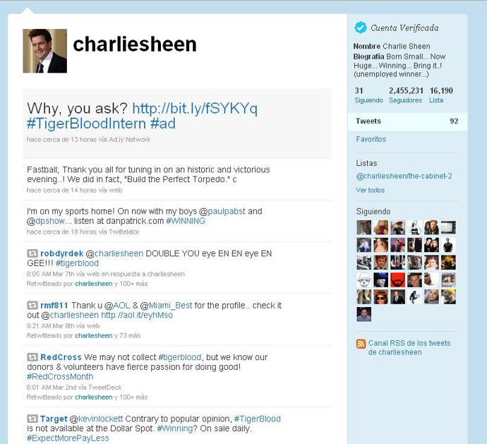 Cuenta de Charlie Sheen